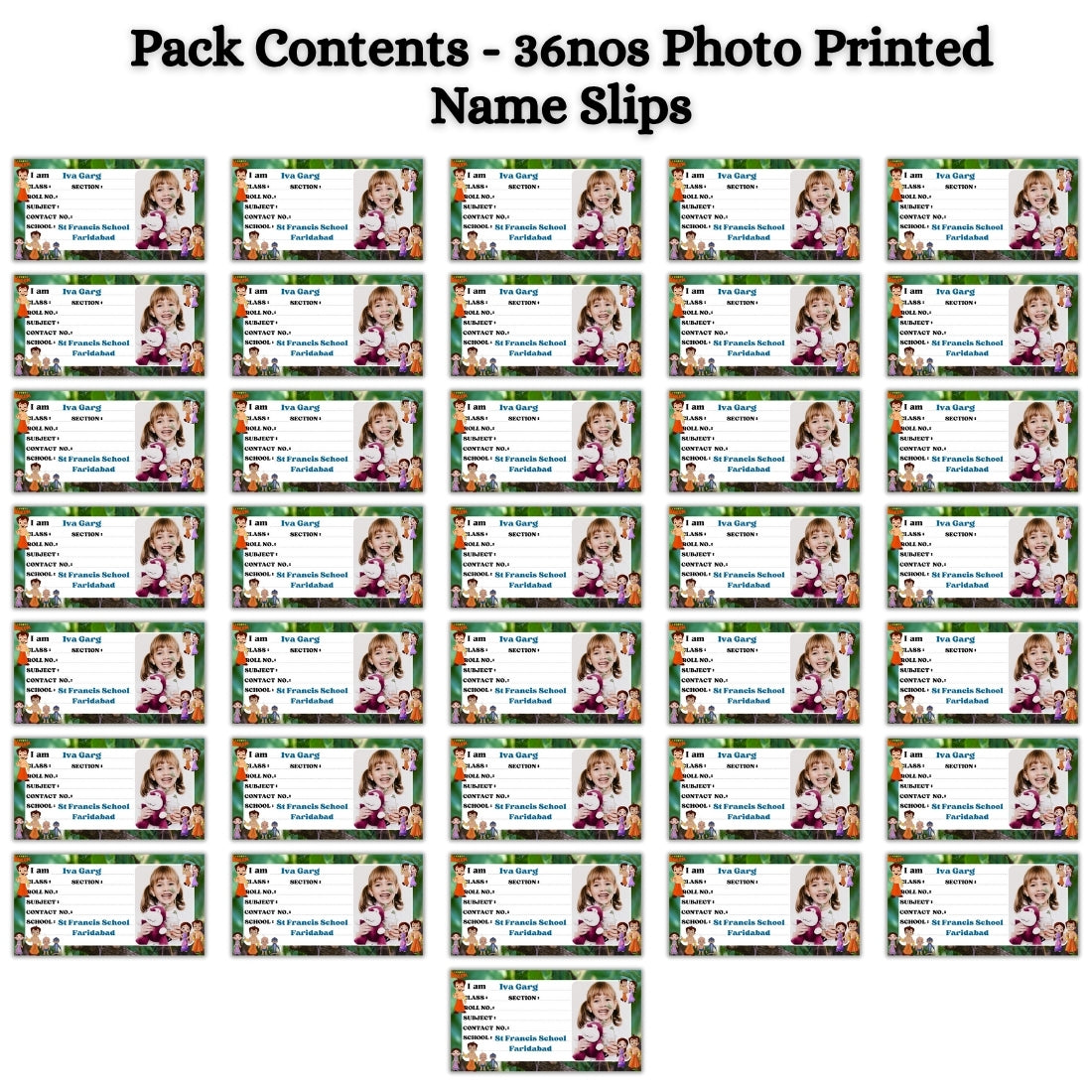 Kids Photo Name Slips Pack of 36