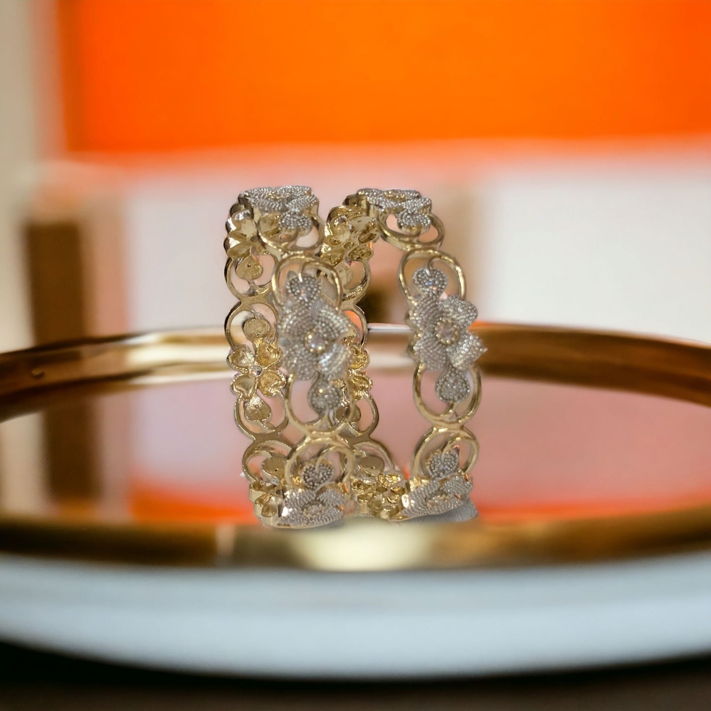 Gold Plated AD Kada Bangles Pair