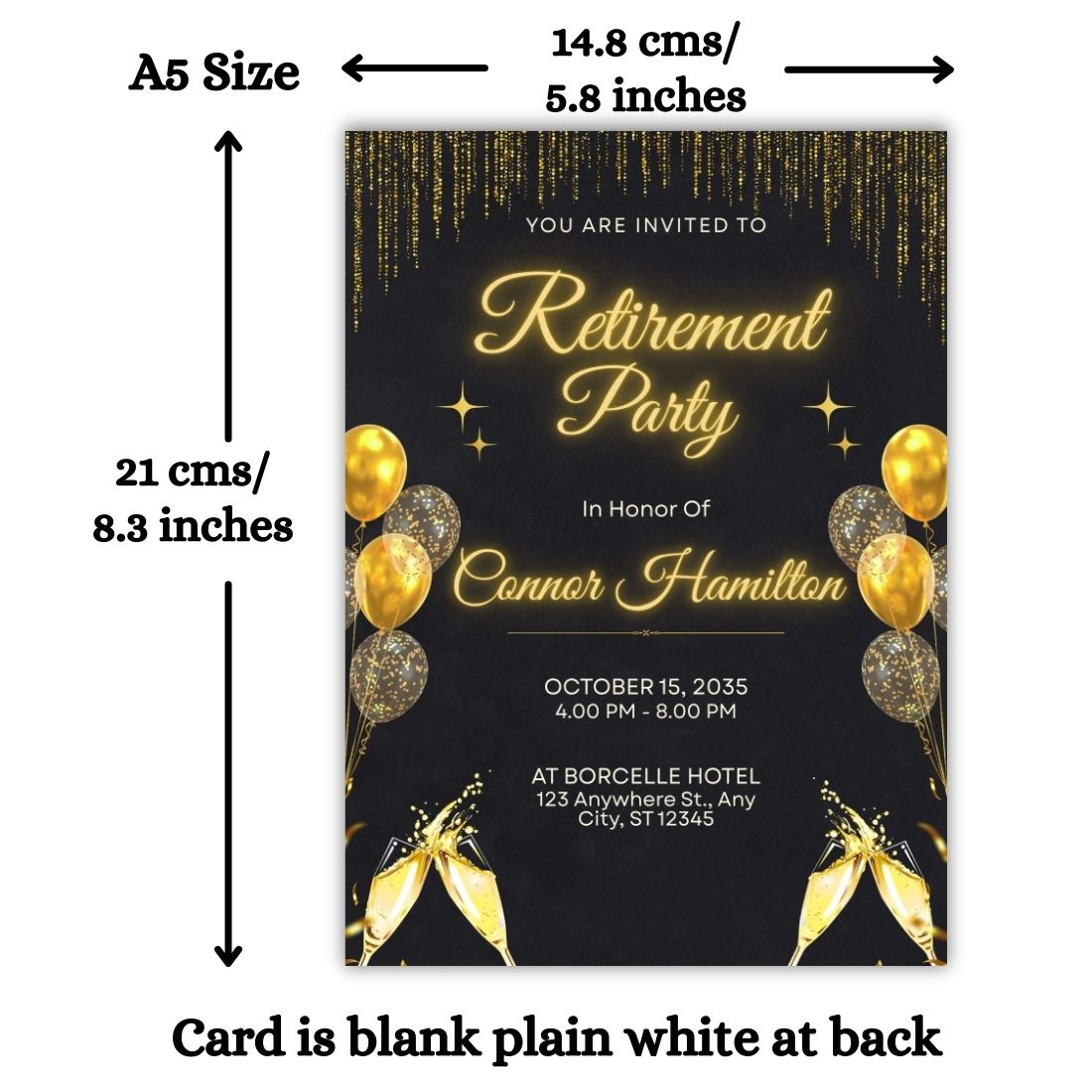 Customised Retirement Farewell Party Invitation Cards Pack of 12 with Envelopes
