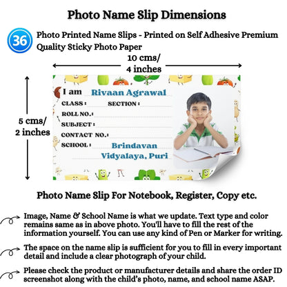 Kids Photo Name Slips Pack of 36