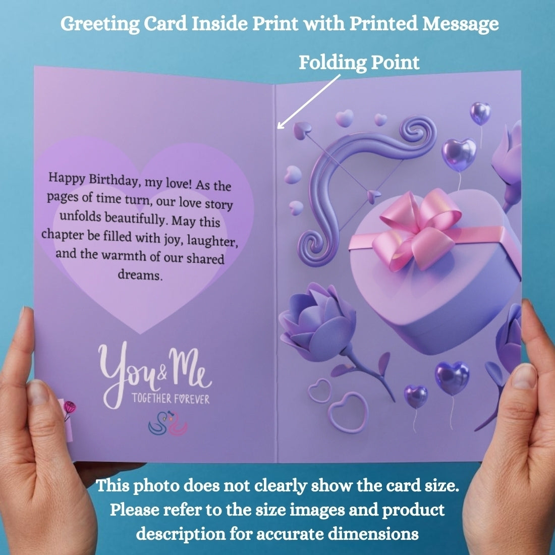 Birthday Greeting Card with Photo for Wife Girlfriend | Preprinted Inside Message