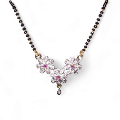 Gold Plated AD Mangalsutra with Black Beads