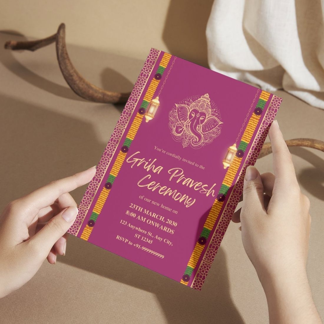 Customized Housewarming Invitation Cards, Pack of 12 Personalized 5.8x8.3 Inch with Premium Red Envelopes