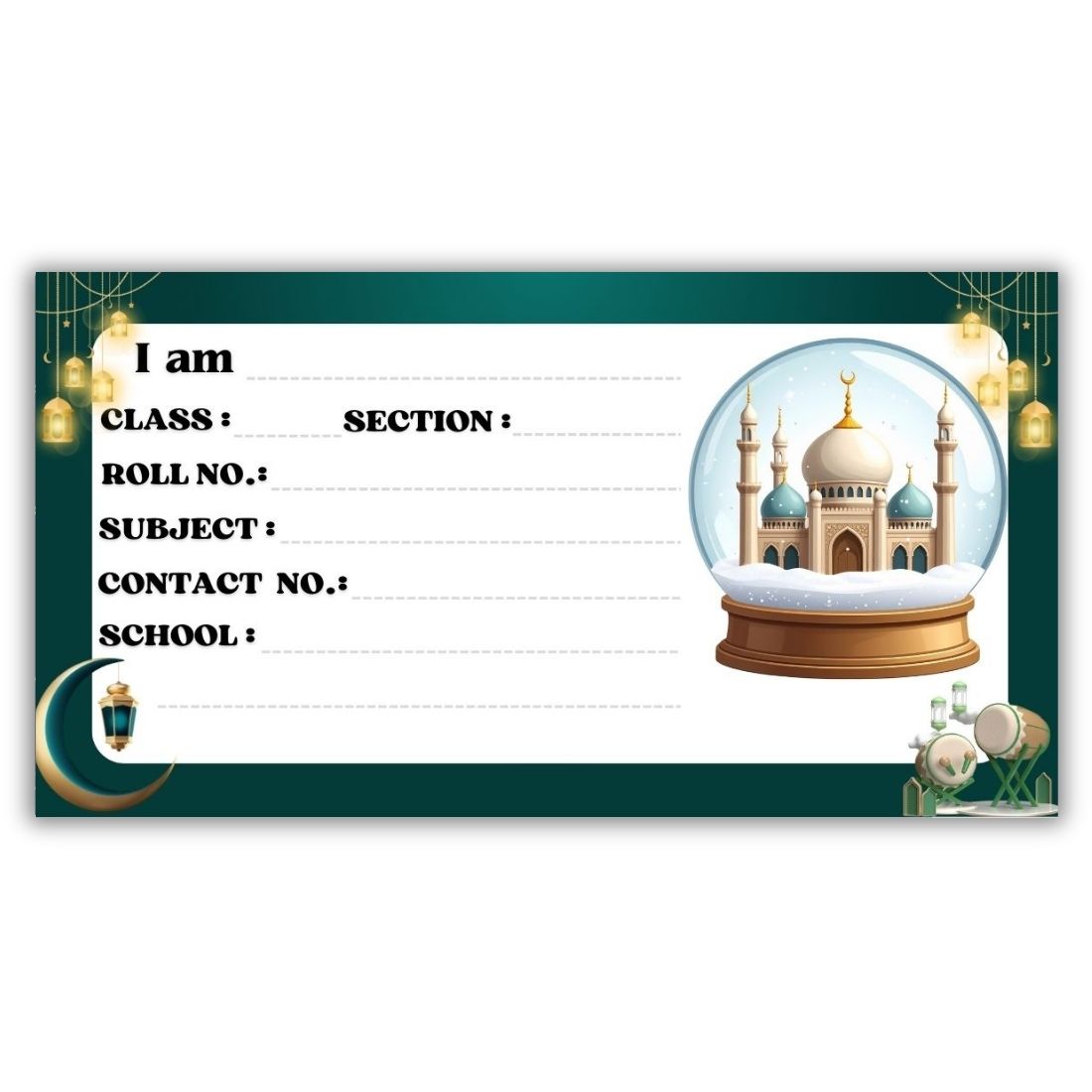 Kids Name Slips Cartoon Printed - Pack of 36 - Self Fill in