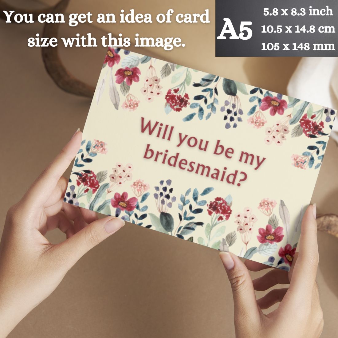 Bridesmaid Proposal Invitation Cards 5.8x8.3inch | Wedding Invite