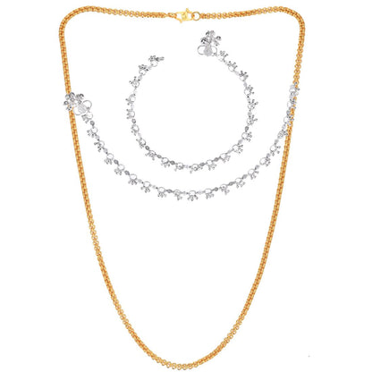 Silver Plated Anklets & 22 inch Gold Plated Chain