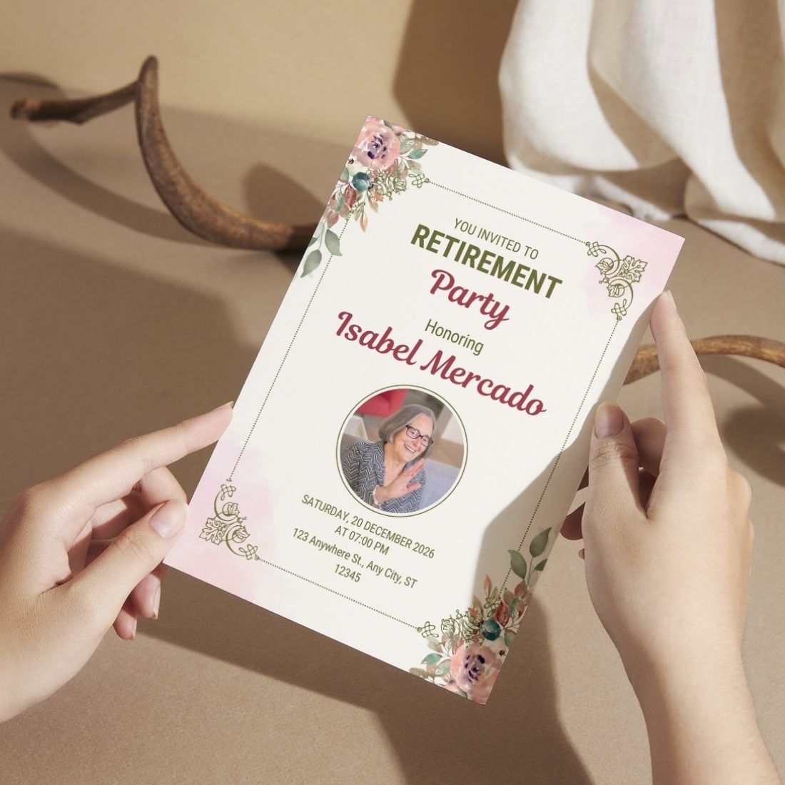 Customised Retirement Farewell Party Invitation Cards with Photo Pack of 12 with Envelopes
