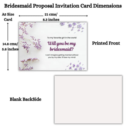 Bridesmaid Proposal Invitation Cards 5.8x8.3inch | Wedding Invite