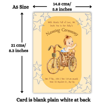Customised Baby Naming Ceremony Invitation Cards Pack of 12 with Envelopes