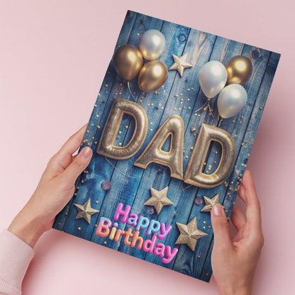 Happy Birthday Card for Dad — Printed Greeting Card with Envelope