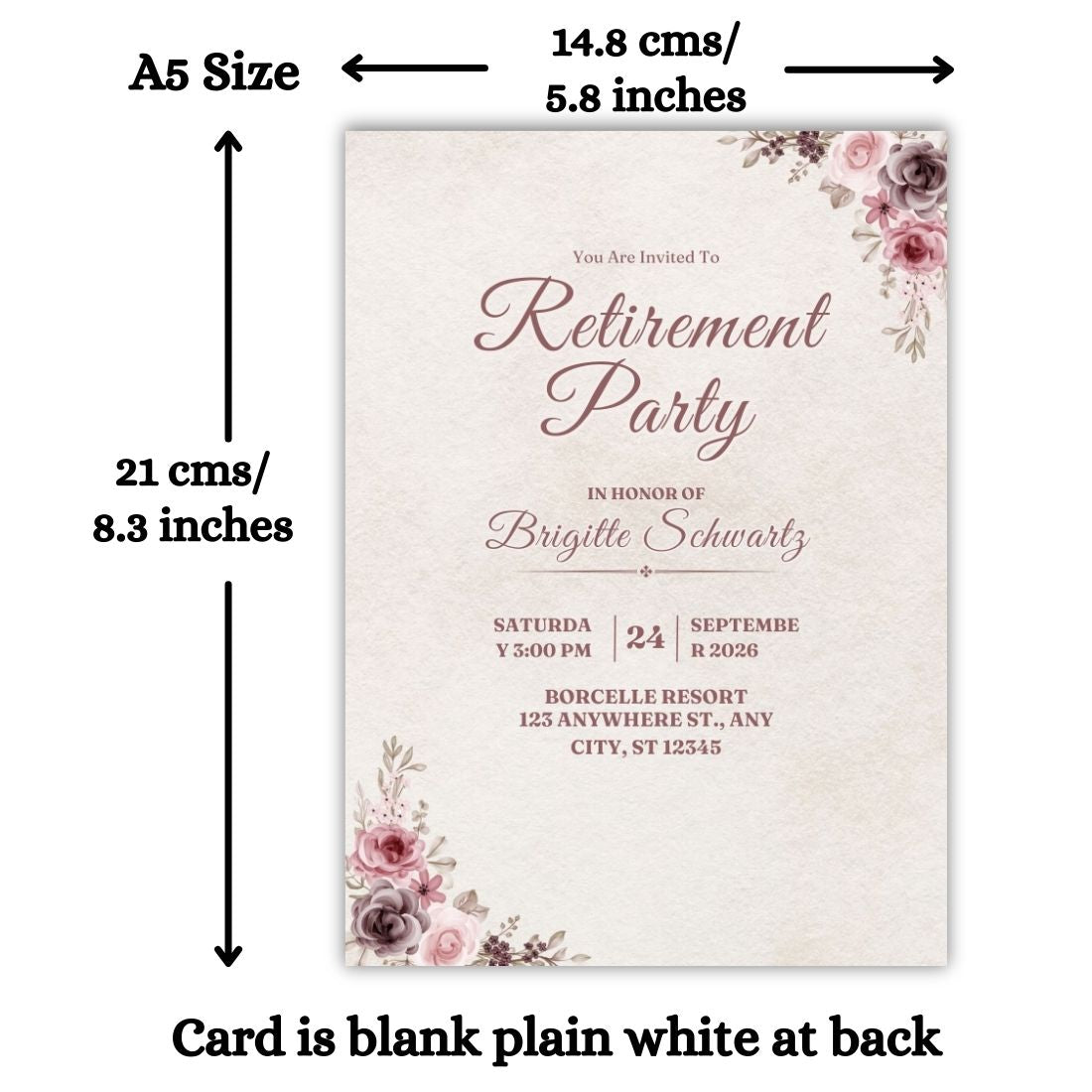Customised Retirement Farewell Party Invitation Cards Pack of 12 with Envelopes