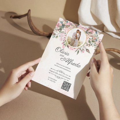Custom Wedding Invitation Card with Couple Photo | Pack of 12 | One side Printed | Envelopes Included