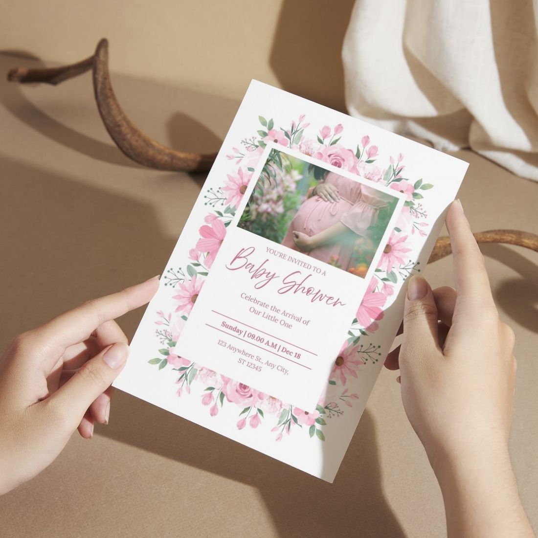 Customised Baby Shower Ceremony Photo Invitation Cards Pack of 12 with Envelopes