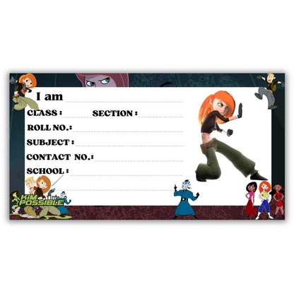 Kids Name Slips Cartoon Printed - Pack of 36 - Self Fill in