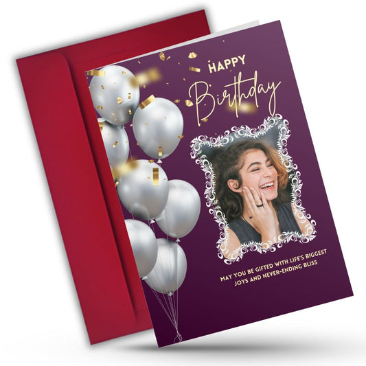 Photo Birthday Greeting Card with Inside Custom Text