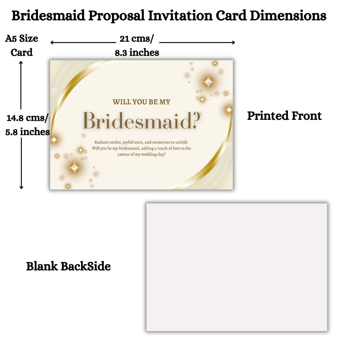 Bridesmaid Proposal Invitation Cards 5.8x8.3inch | Wedding Invite