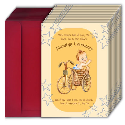 Customised Baby Naming Ceremony Invitation Cards Pack of 12 with Envelopes