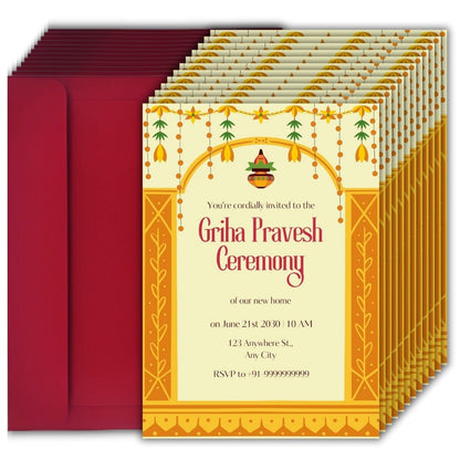 Customized Housewarming Invitation Cards, Pack of 12 Personalized 5.8x8.3 Inch with Premium Red Envelopes