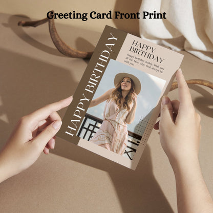 Photo Birthday Greeting Card with Inside Custom Text