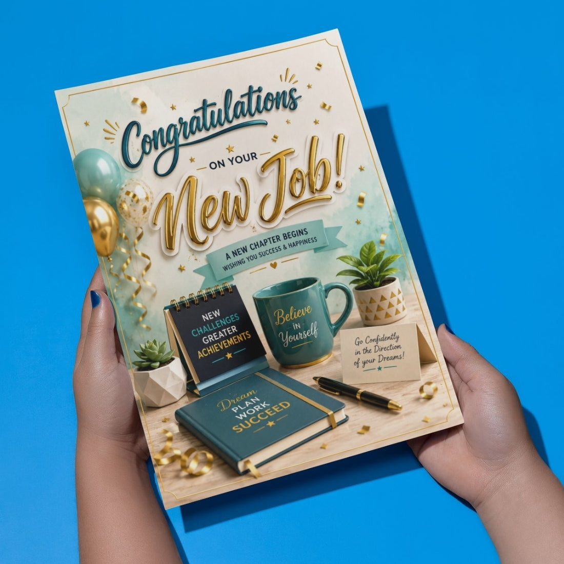 Congratulations on New Job Card — Printed Greeting Card, Multiple Sizes, Thick Photo Paper, Motivational Design