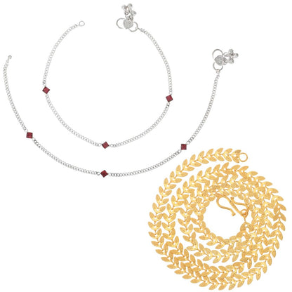 Silver Plated Anklets & 22 inch Gold Plated Chain
