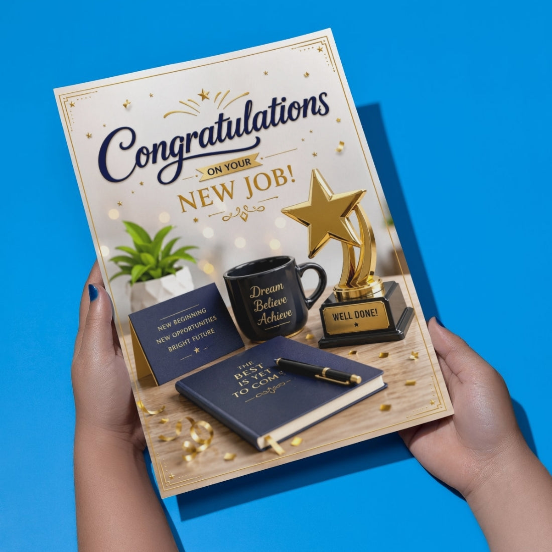 Congratulations on New Job Card — Printed Greeting Card, Multiple Sizes, Thick Photo Paper, Motivational Design