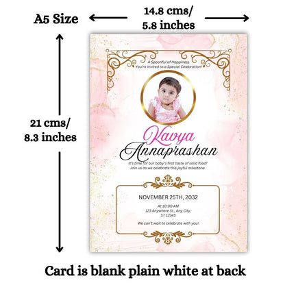 Customised Annaprashan Invitation Cards Pack of 12 , 5.8x8.3 Inch with Envelopes for Rice Ceremony