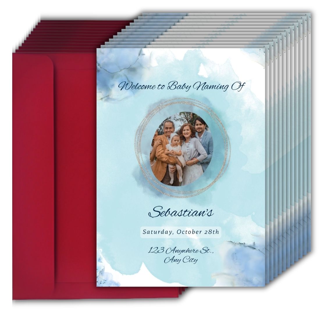 Customised Baby Naming Ceremony Photo Invitation Cards Pack of 12 with Envelopes
