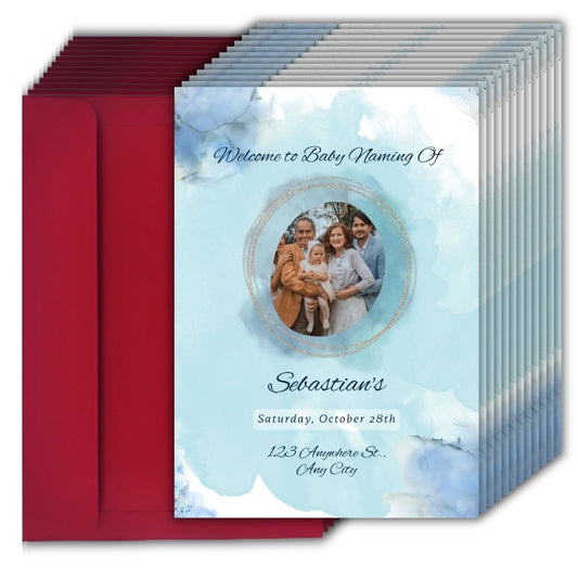 Customised Baby Naming Ceremony Photo Invitation Cards Pack of 12 with Envelopes