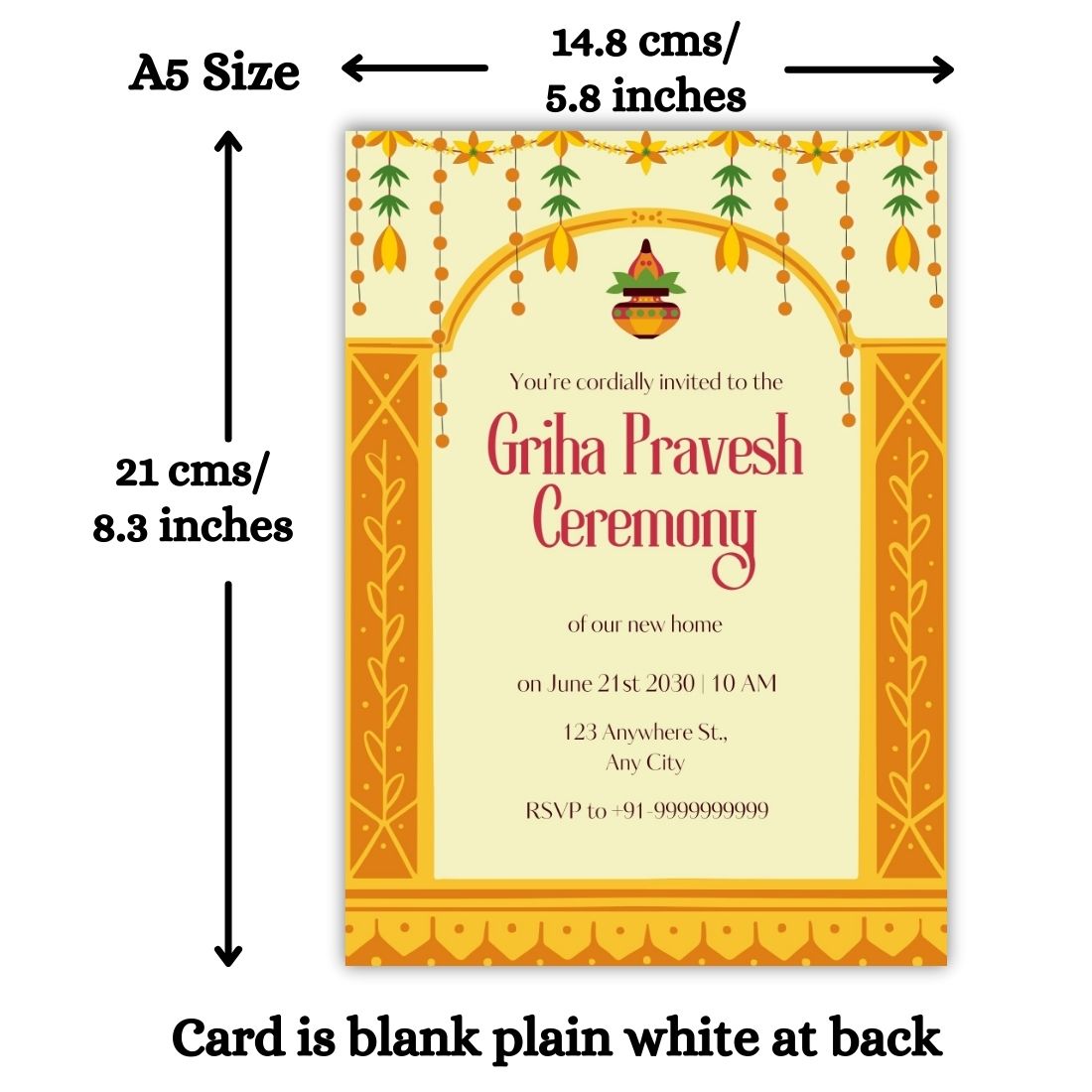 Customized Housewarming Invitation Cards, Pack of 12 Personalized 5.8x8.3 Inch with Premium Red Envelopes