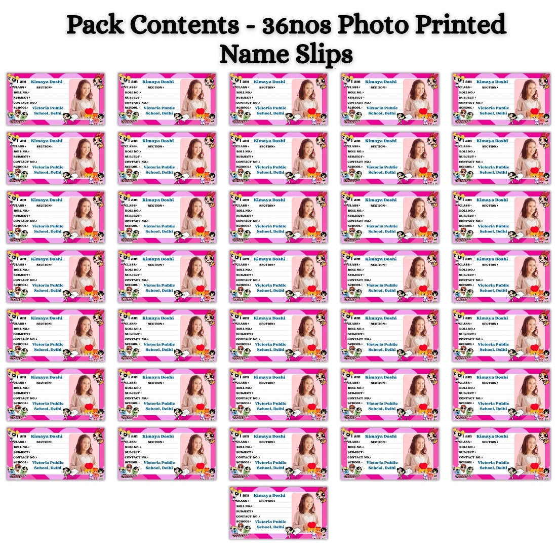 Kids Photo Name Slips Pack of 36