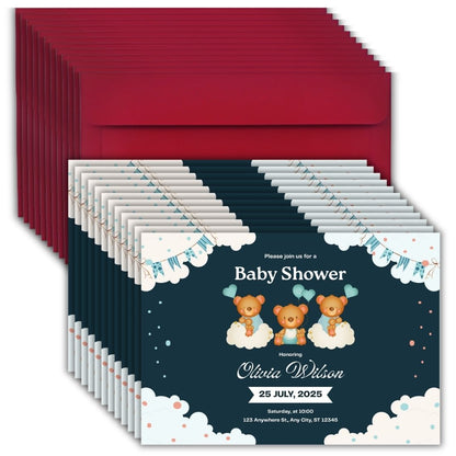 Customised Baby Shower Ceremony Invitation Cards Pack of 12 with Envelopes