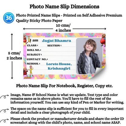 Kids Photo Name Slips Pack of 36