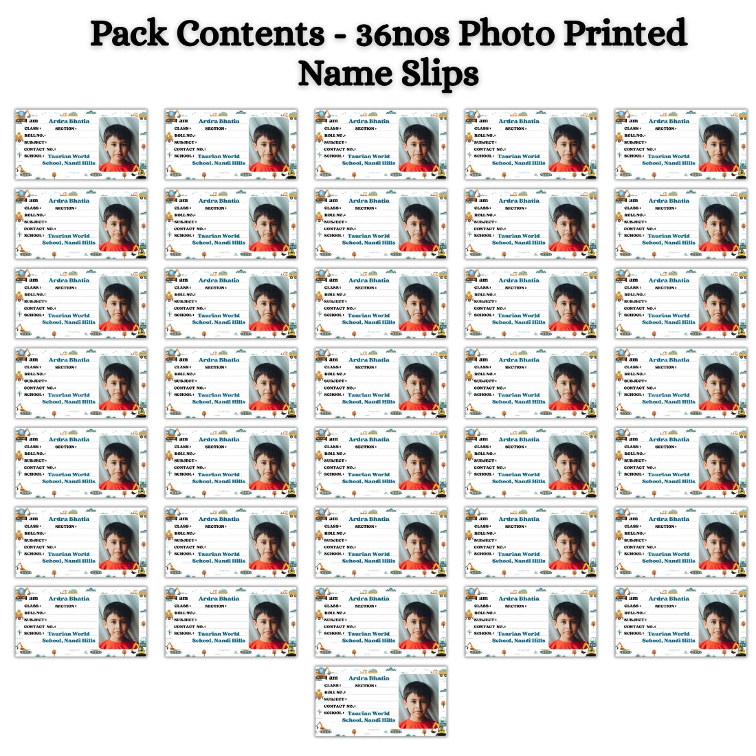 Kids Photo Name Slips Pack of 36