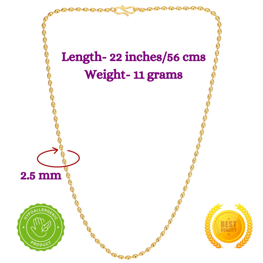 Combo of 2 Gold Plated Chains 22inch Long