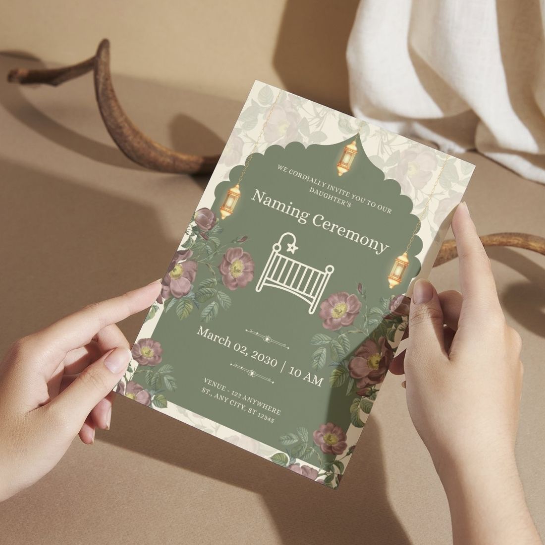 Customised Baby Naming Ceremony Invitation Cards Pack of 12 with Envelopes