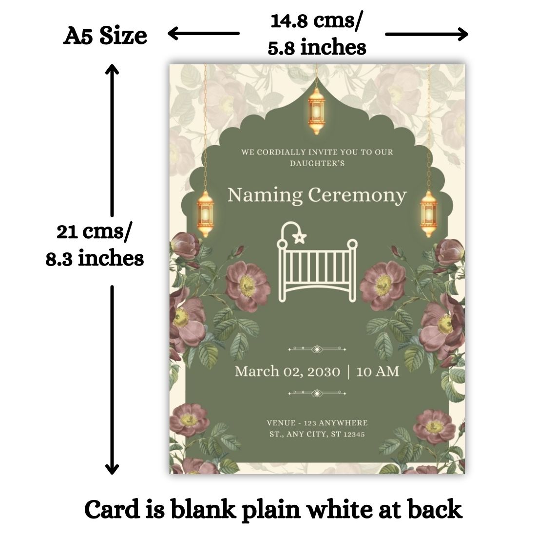 Customised Baby Naming Ceremony Invitation Cards Pack of 12 with Envelopes