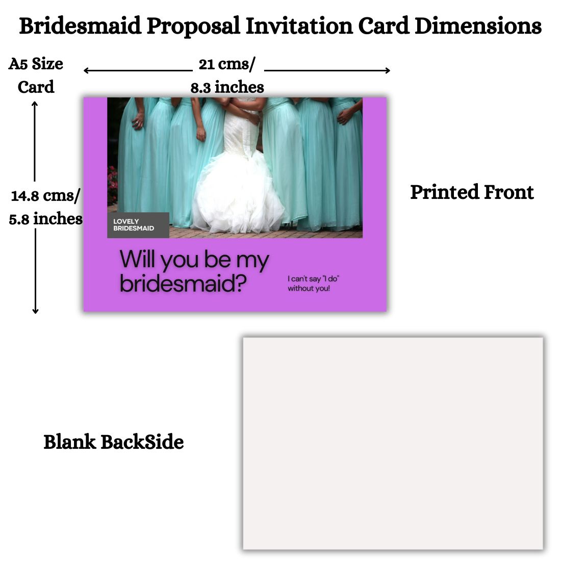 Bridesmaid Proposal Invitation Cards 5.8x8.3inch | Wedding Invite