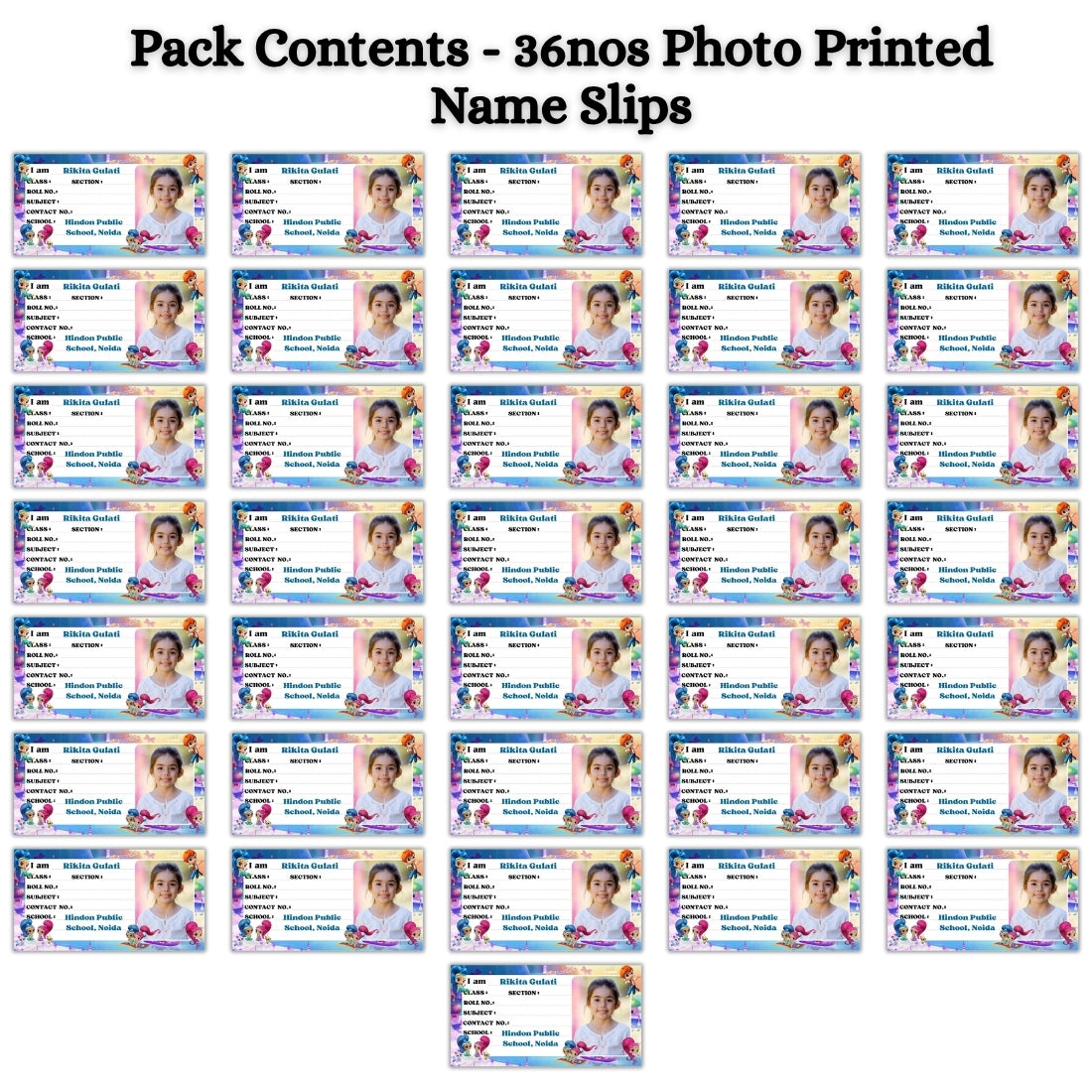 Kids Photo Name Slips Pack of 36