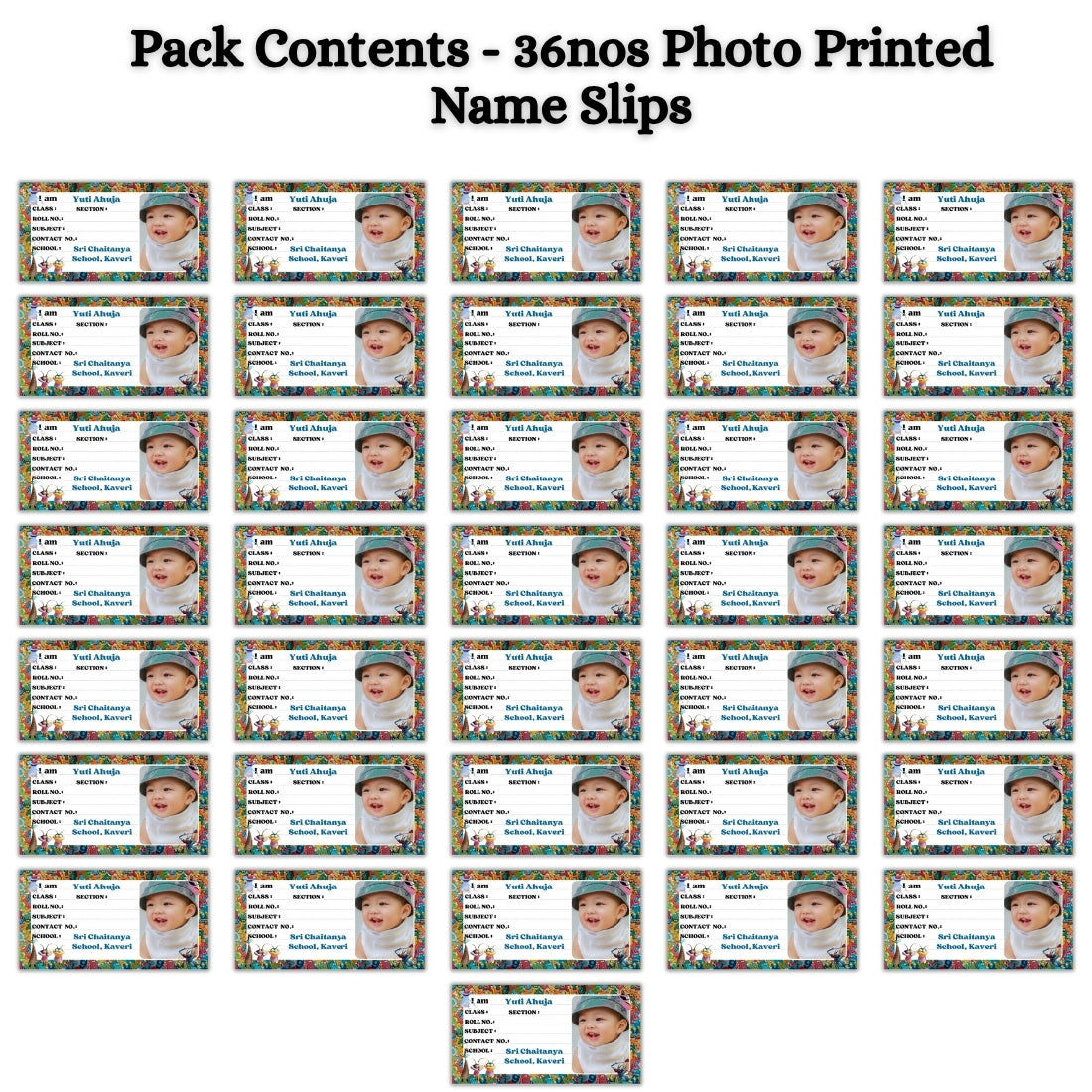 Kids Photo Name Slips Pack of 36