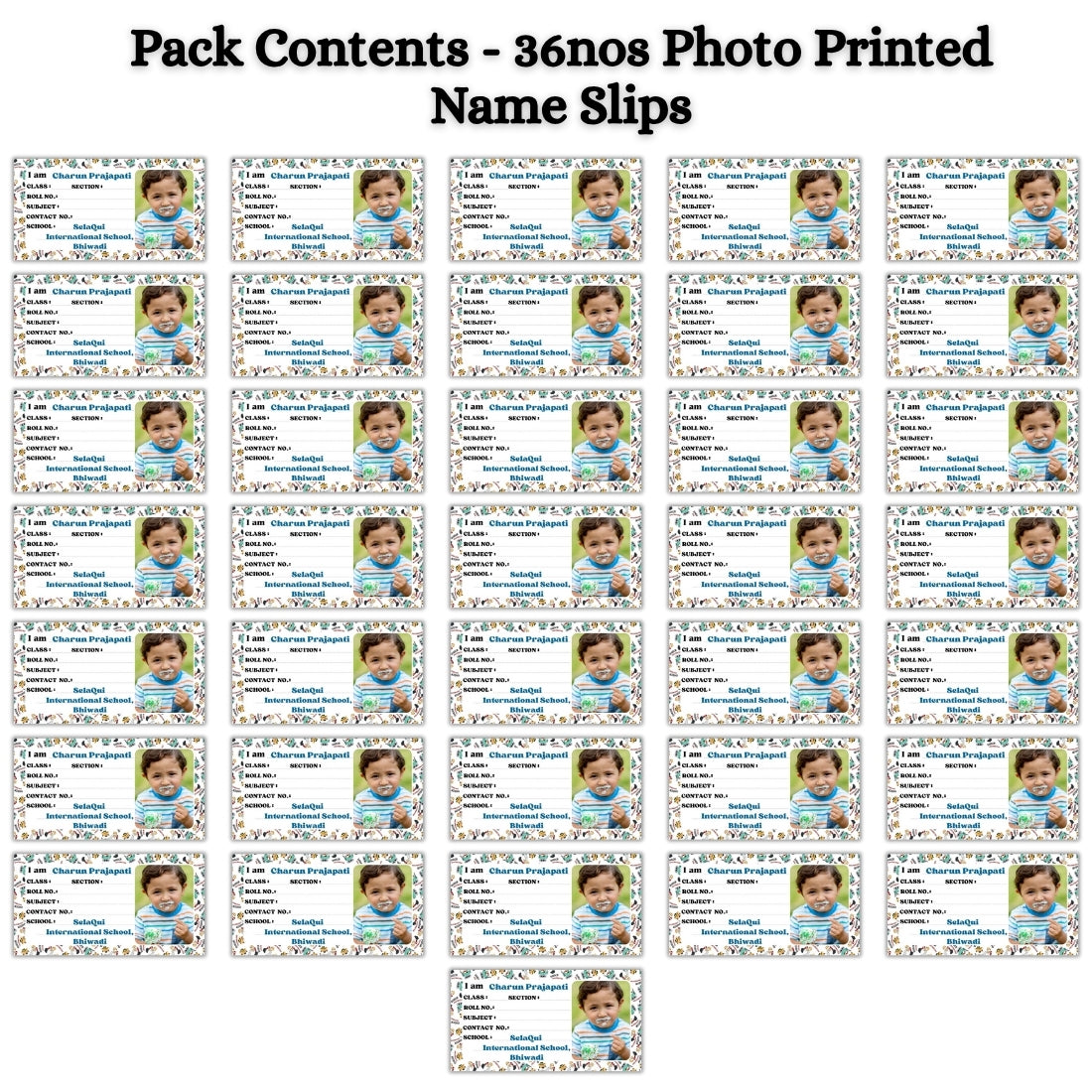 Kids Photo Name Slips Pack of 36