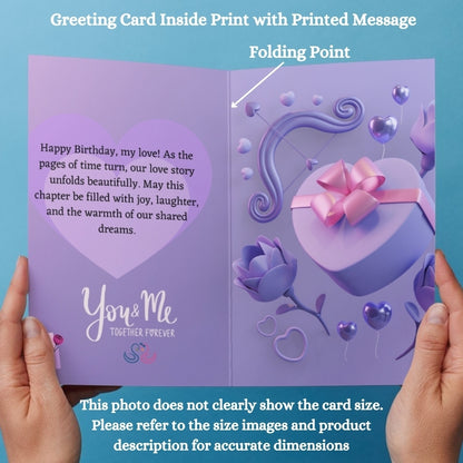 Birthday Greeting Card with Photo for Wife Girlfriend | Preprinted Inside Message
