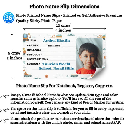Kids Photo Name Slips Pack of 36