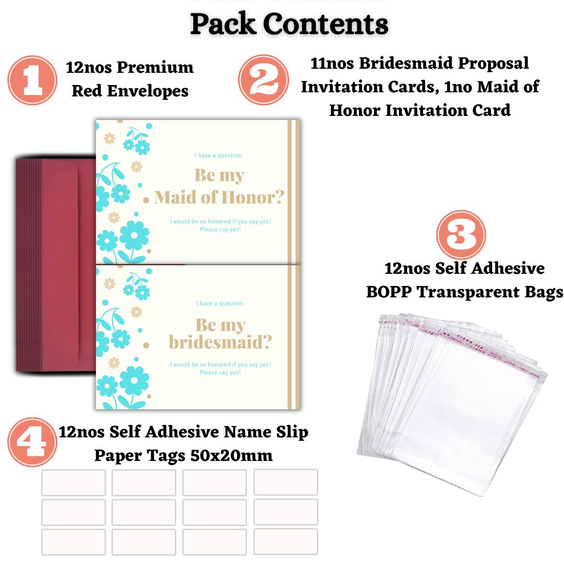Bridesmaid Proposal Invitation Cards 5.8x8.3inch | Wedding Invite