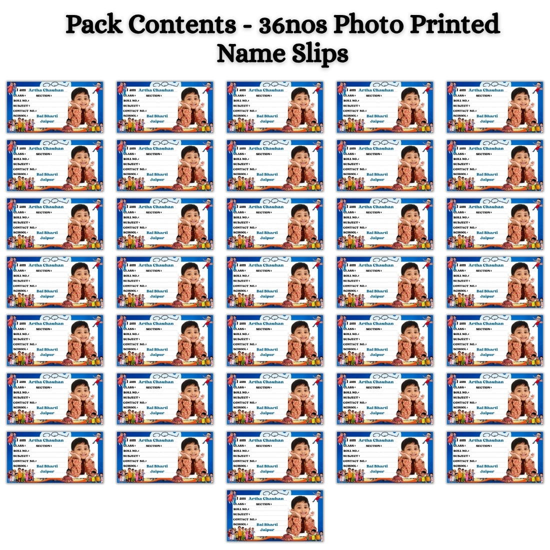 Kids Photo Name Slips Pack of 36