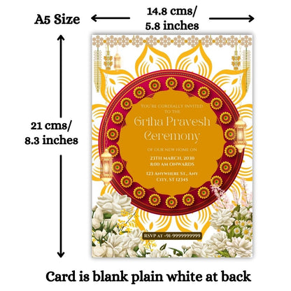 Customized Housewarming Invitation Cards, Pack of 12 Personalized 5.8x8.3 Inch with Premium Red Envelopes