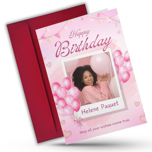 Photo Birthday Greeting Card with Inside Custom Text