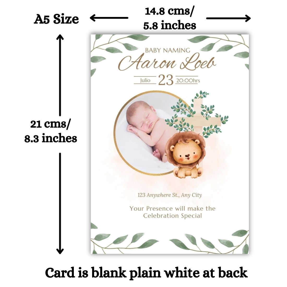 Customised Baby Naming Ceremony Photo Invitation Cards Pack of 12 with Envelopes