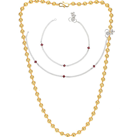Silver Plated Anklets & 22 inch Gold Plated Chain