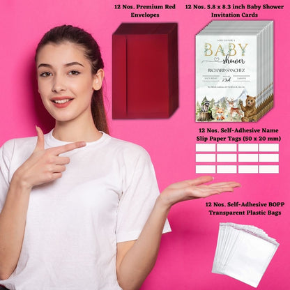 Customised Baby Shower Ceremony Invitation Cards Pack of 12 with Envelopes